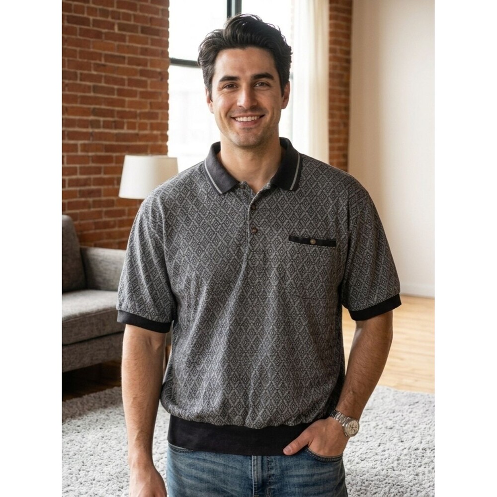 Vintage LD-Sport International Banded Bottom Polo Men's L 90s - Faded Trim